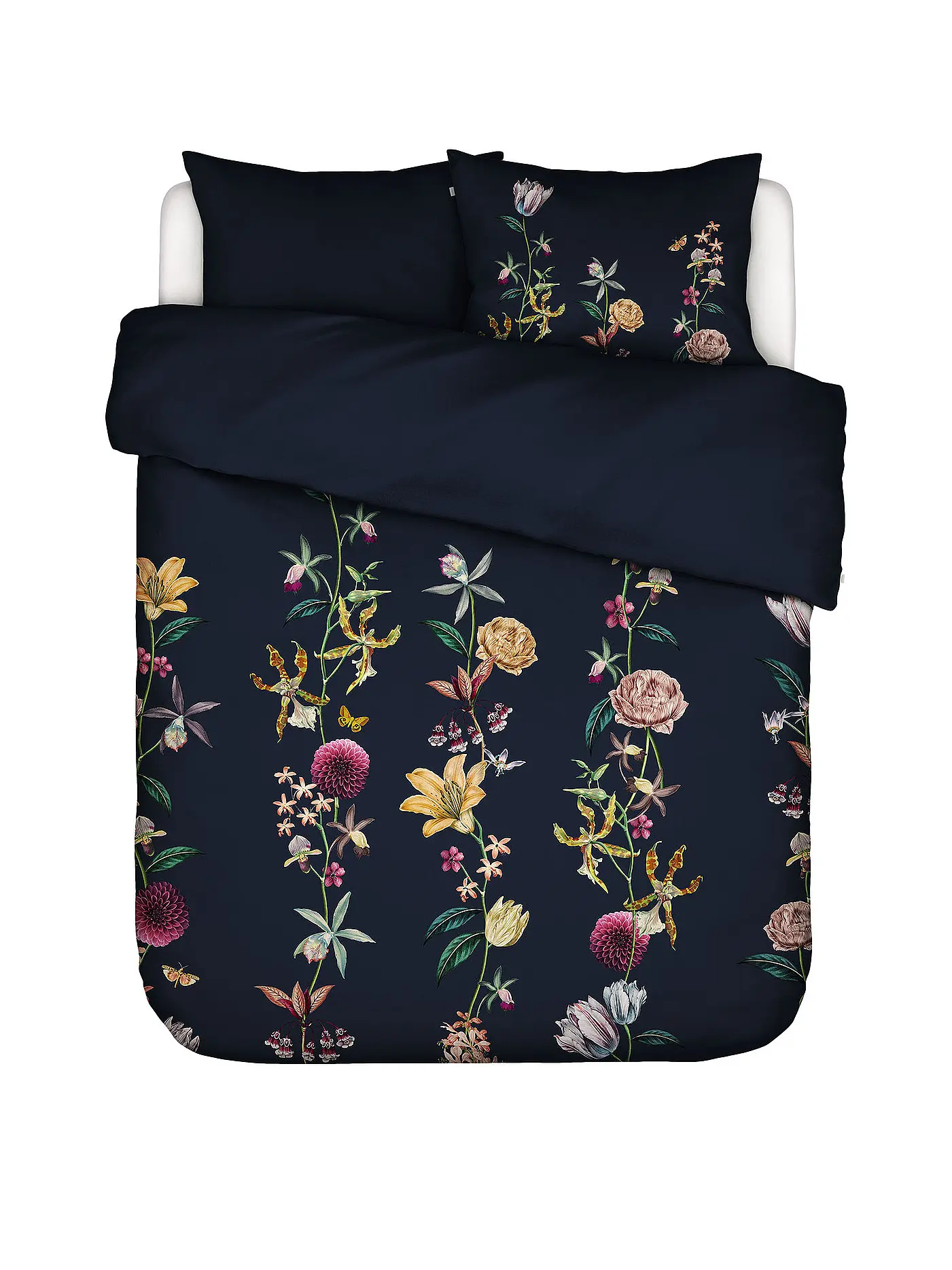 ESSENZA | Satin Bettwäsche FEDA 2x 70x90cm/200x200cm Nightblue | 